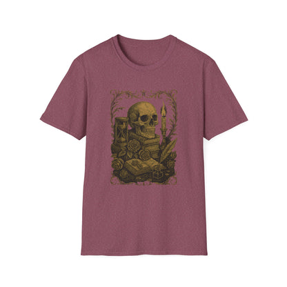 Dark Academia, Stack of Book and Skull - T-Shirt