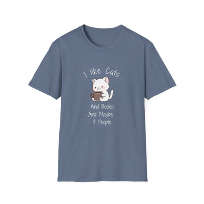 I Like Cats & Books & Maybe 3 People - T-Shirt