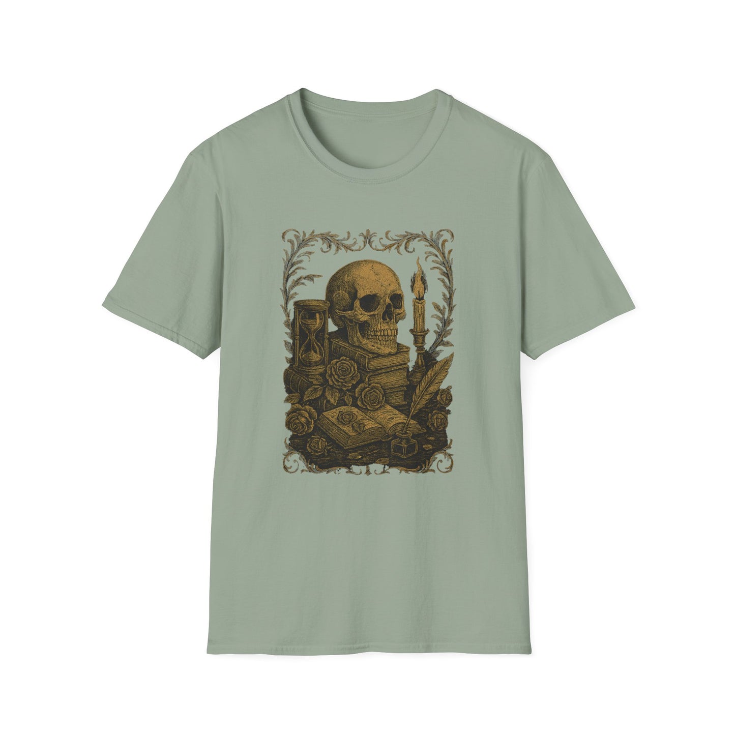 Dark Academia, Stack of Book and Skull - T-Shirt