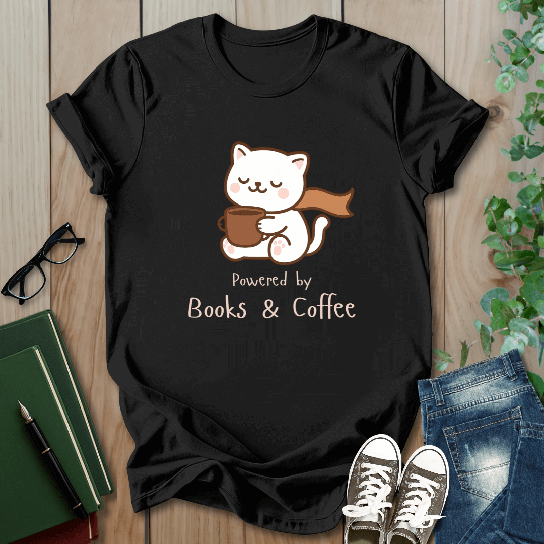 Powered by Books & Coffee - T-Shirt