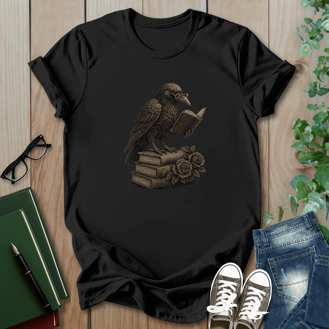 Dark Academia Crow Reading - T-Shirt