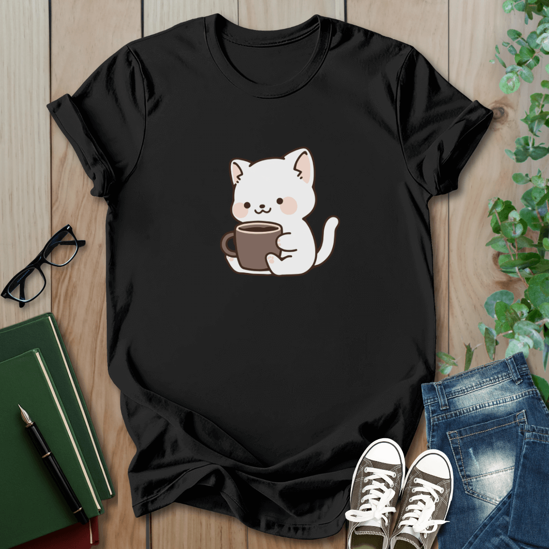 Cat & Coffee - Graphic T-Shirt