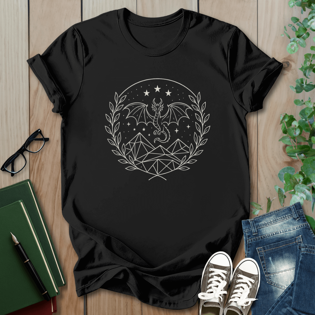 Fourth Wing, Dragon and Stars - T-Shirt
