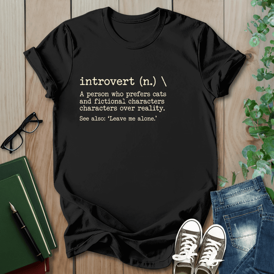 Dictionary Definition, Cat & Books Introvert - T-Shirt