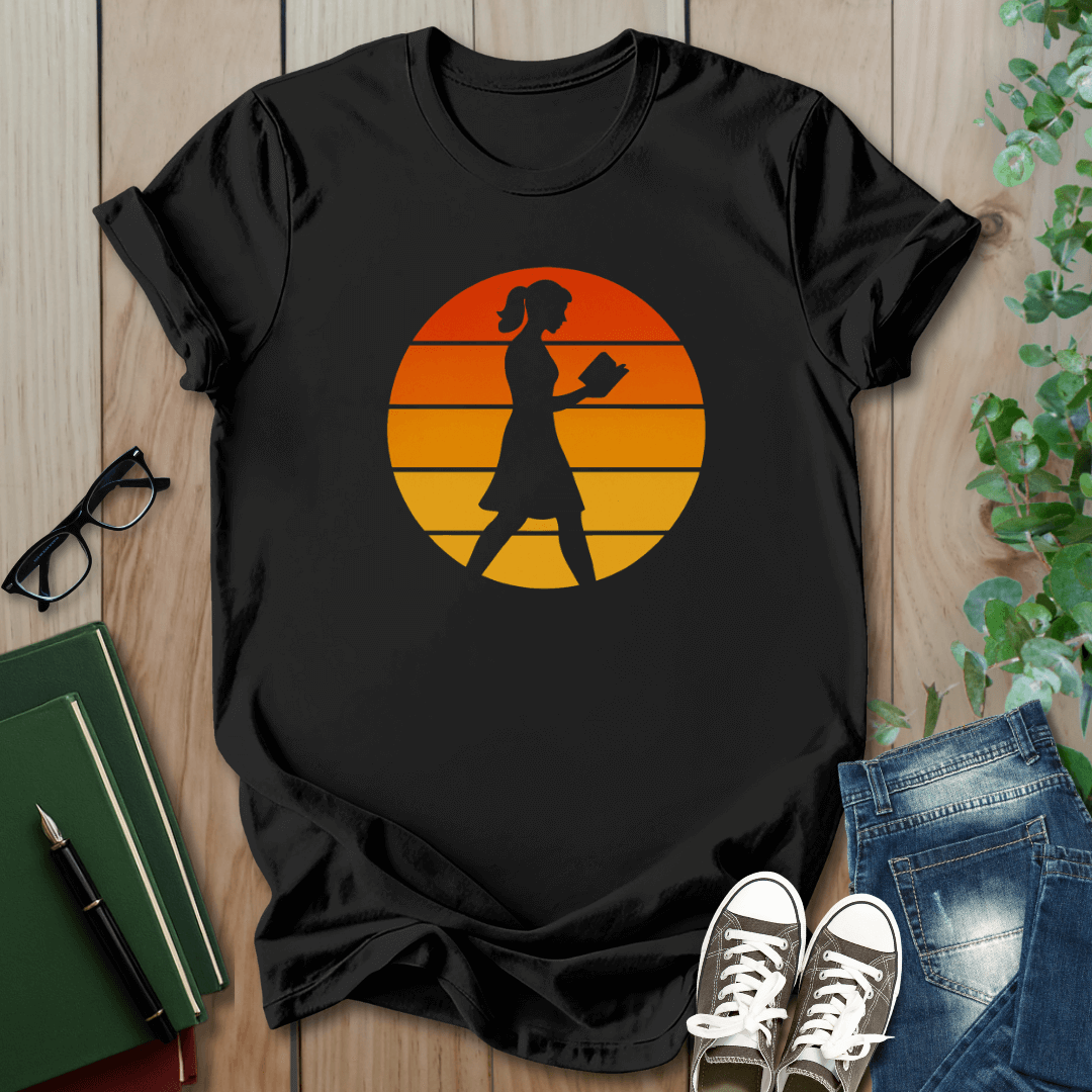 Retro Reading at Sunset - T-Shirt