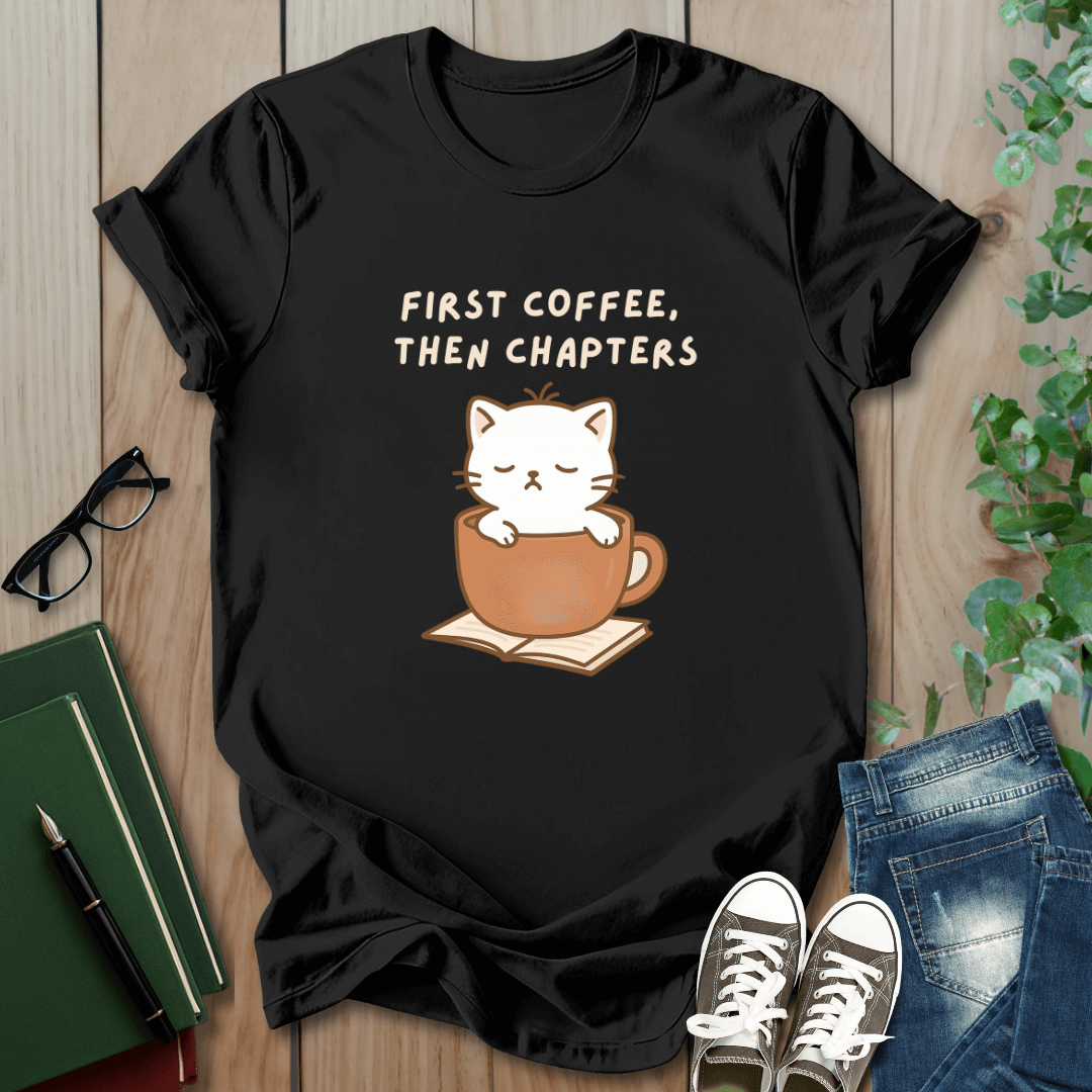 First Coffee, Then Chapters - T-Shirt