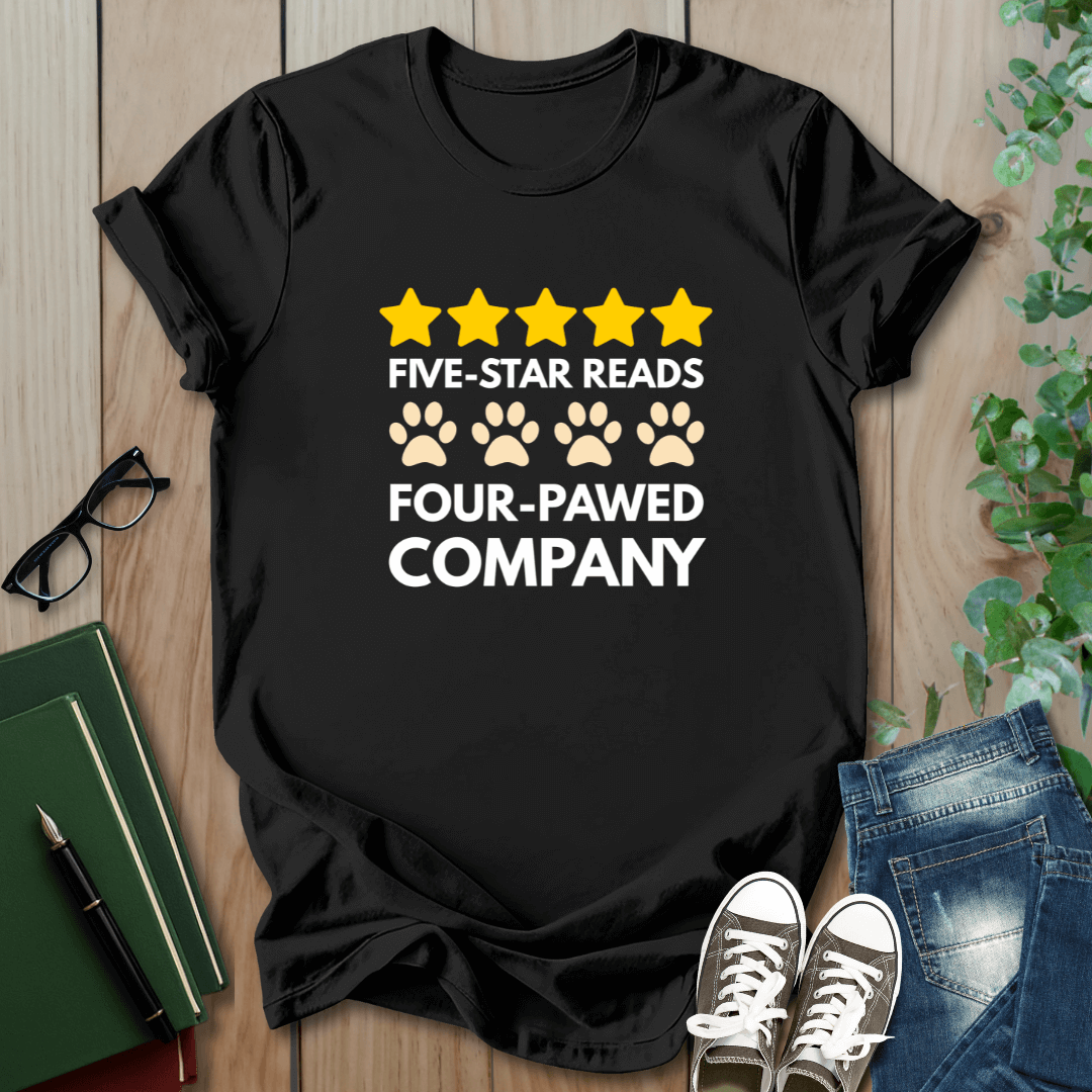 Five Star Reads, Four-Pawed Company - T-Shirt