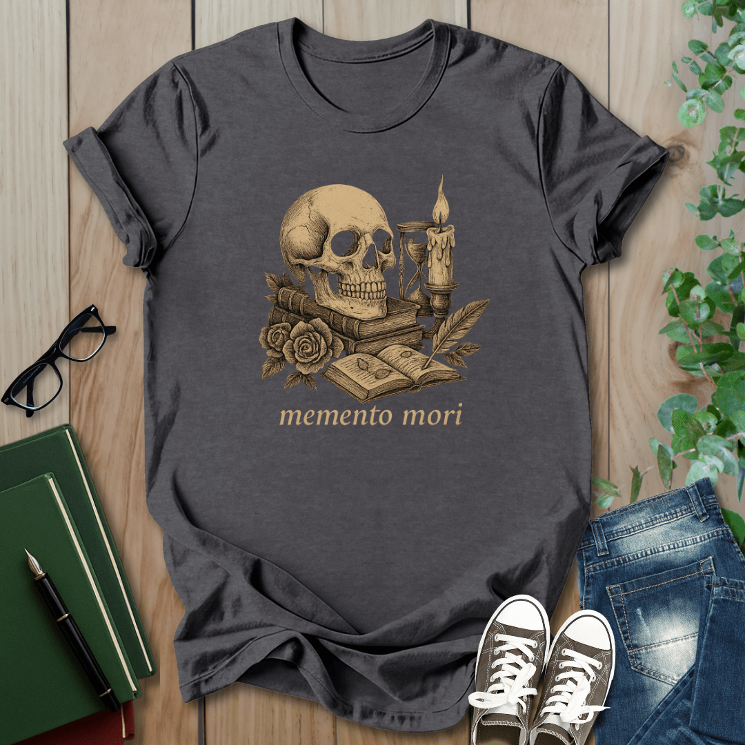 Dark Academia, Momento Mori Skull and Book - T-Shirt