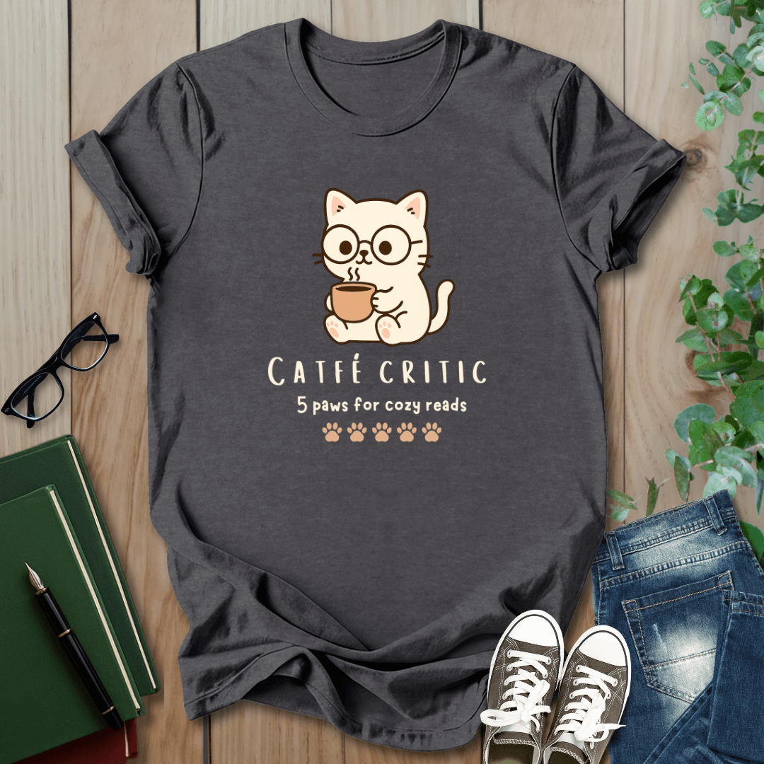 Catfe Critic, 5 Paws For Cozy Reads - T-Shirt