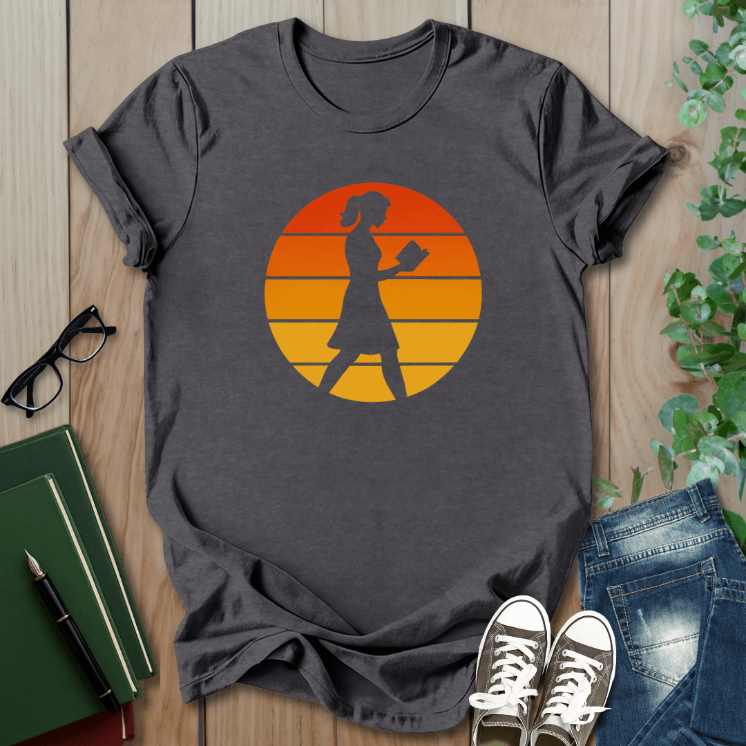 Retro Reading at Sunset - T-Shirt