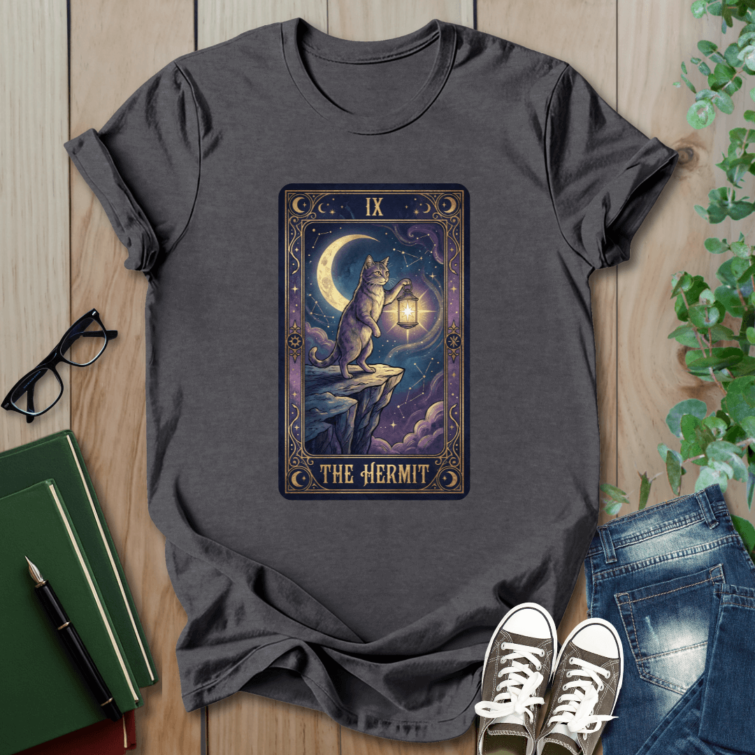 Mystic Tarot Card, Cat & Books - T-Shirt