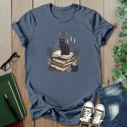 Dark Magical, Cat & Book - T-Shirt