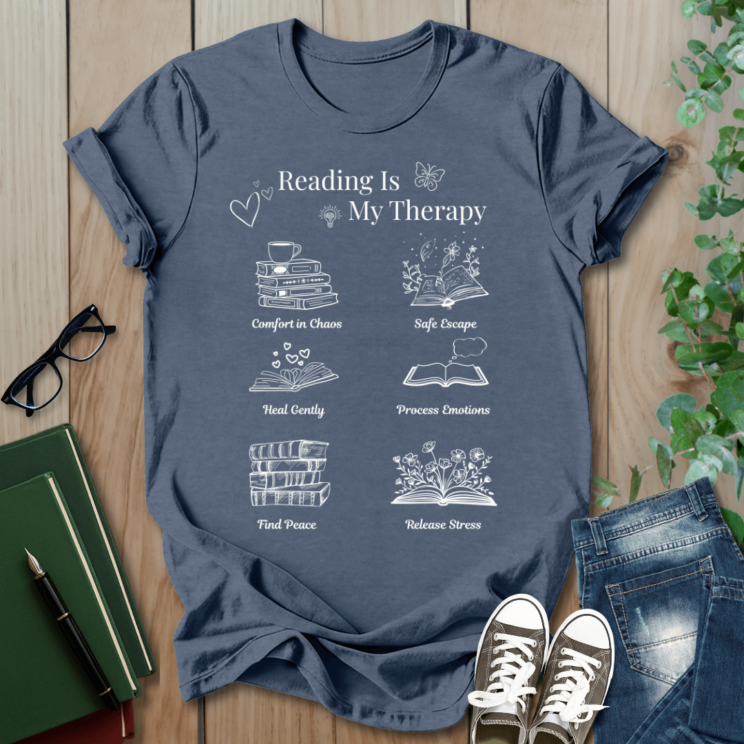 Reading is my therapy - T-Shirt
