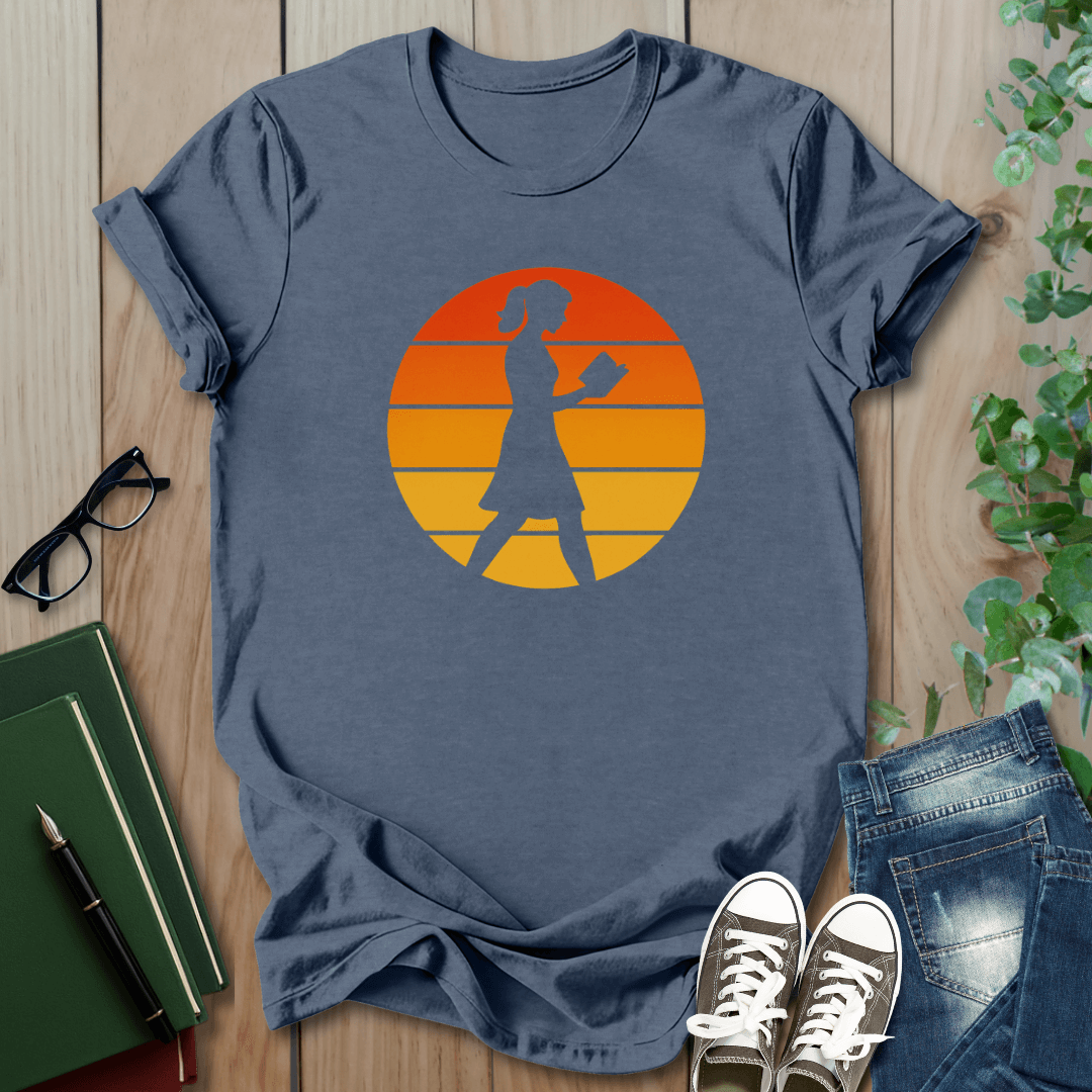 Retro Reading at Sunset - T-Shirt