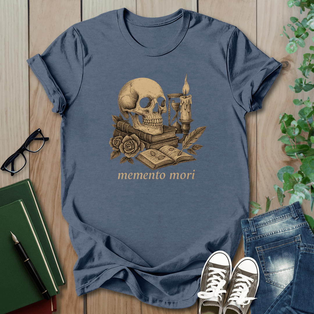 Dark Academia, Momento Mori Skull and Book - T-Shirt