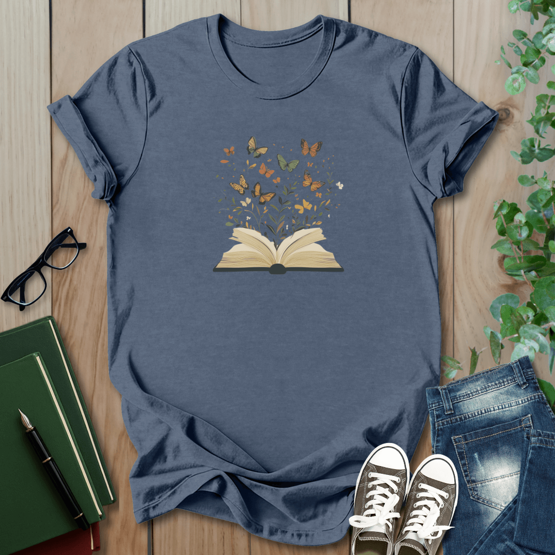 Butterfly Floral Book - T-Shirt
