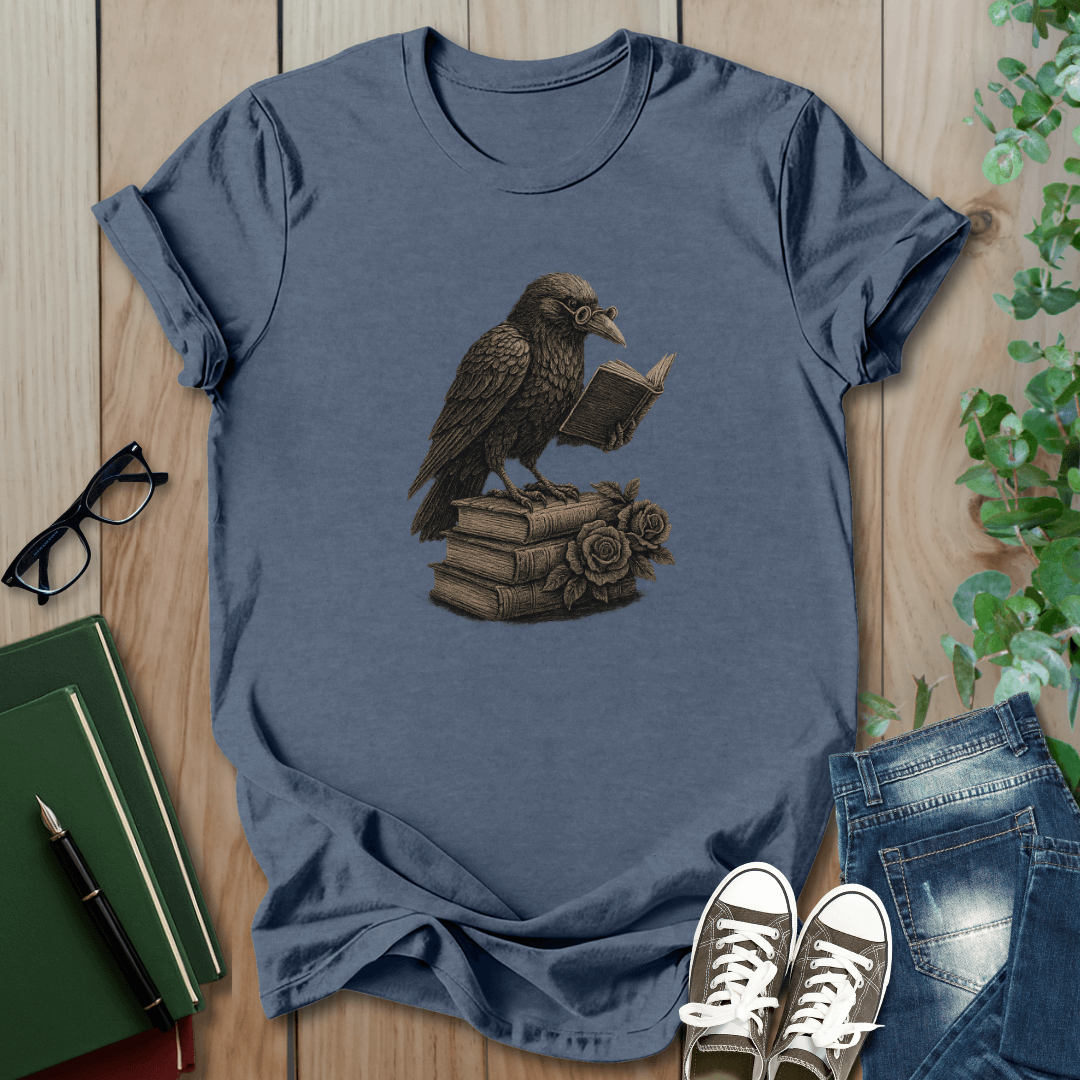 Dark Academia Crow Reading - T-Shirt