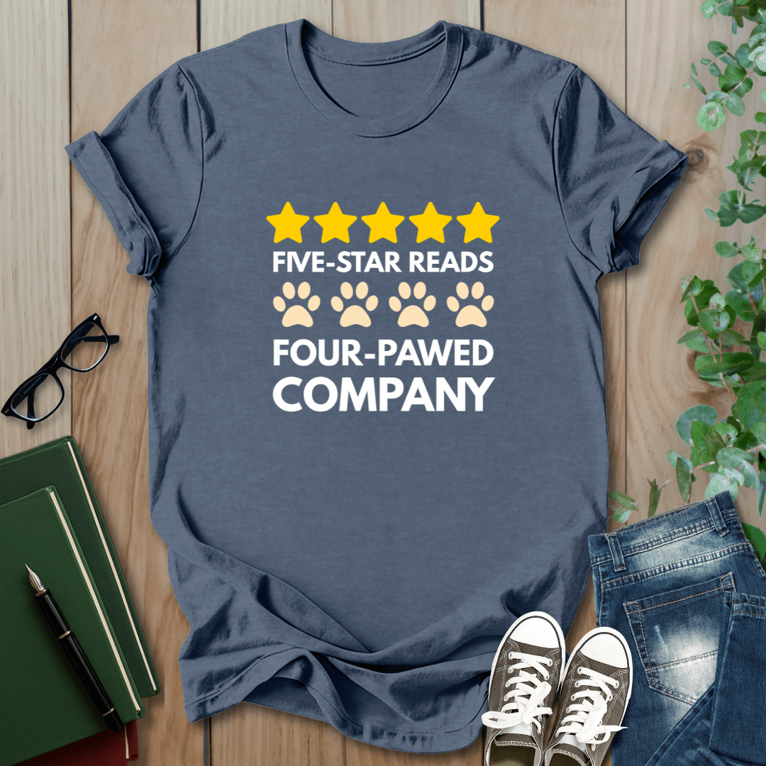 Five Star Reads, Four-Pawed Company - T-Shirt