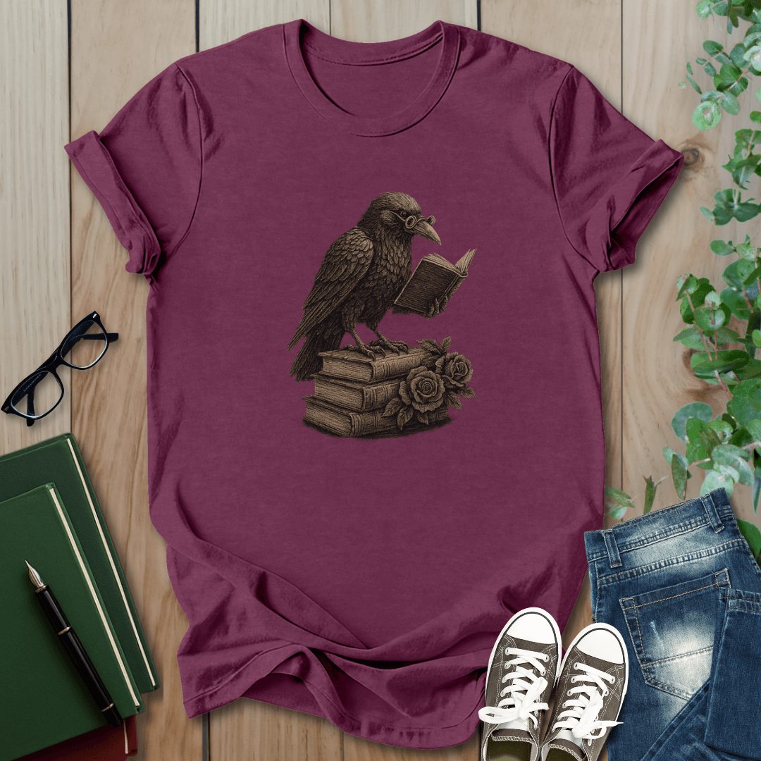 Dark Academia Crow Reading - T-Shirt