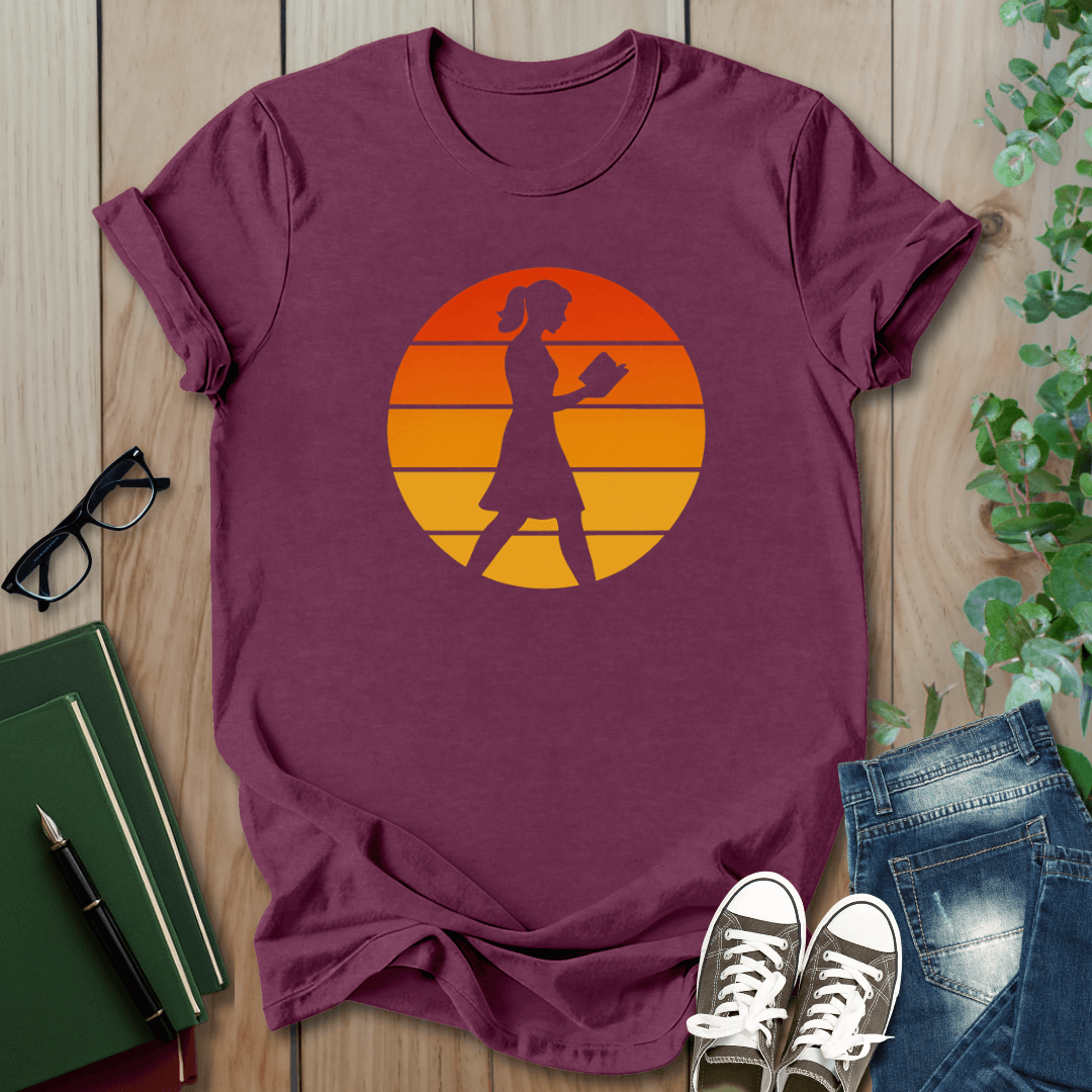 Retro Reading at Sunset - T-Shirt