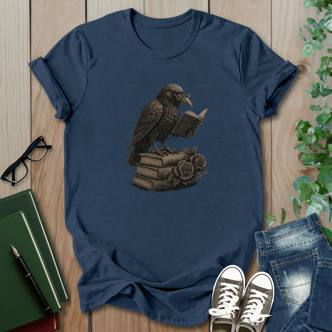 Dark Academia Crow Reading - T-Shirt
