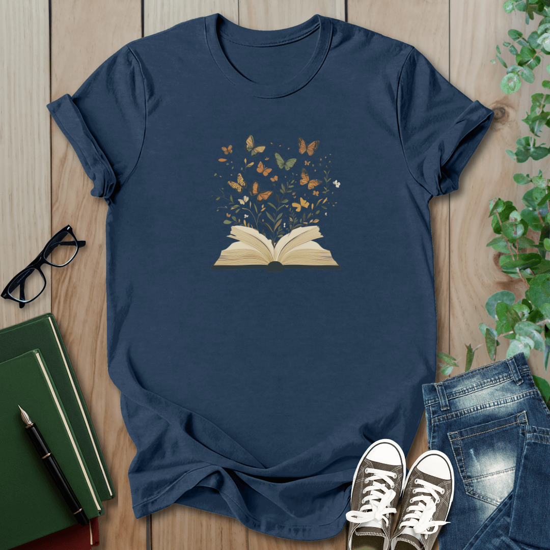 Butterfly Floral Book - T-Shirt