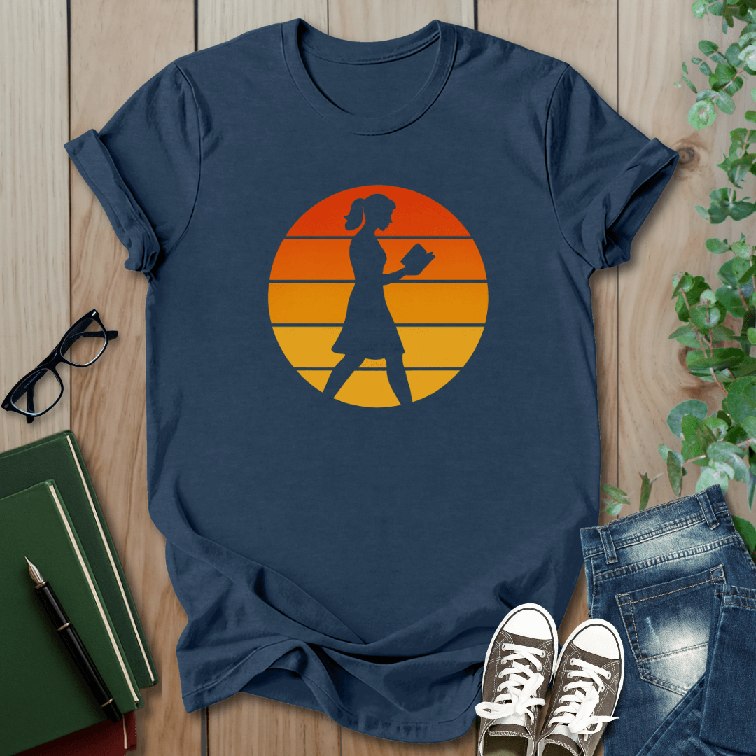 Retro Reading at Sunset - T-Shirt
