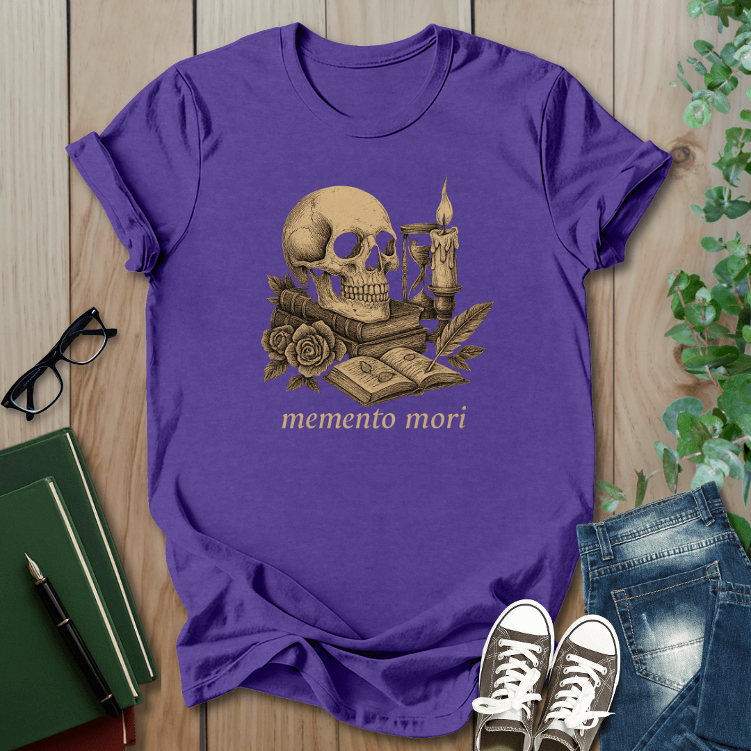 Dark Academia, Momento Mori Skull and Book - T-Shirt
