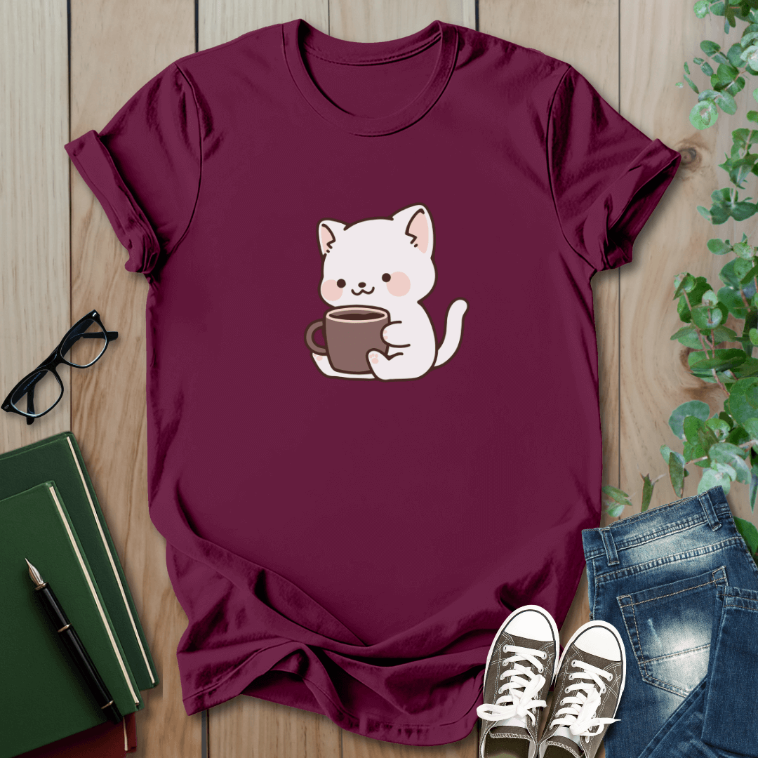 Cat & Coffee - Graphic T-Shirt