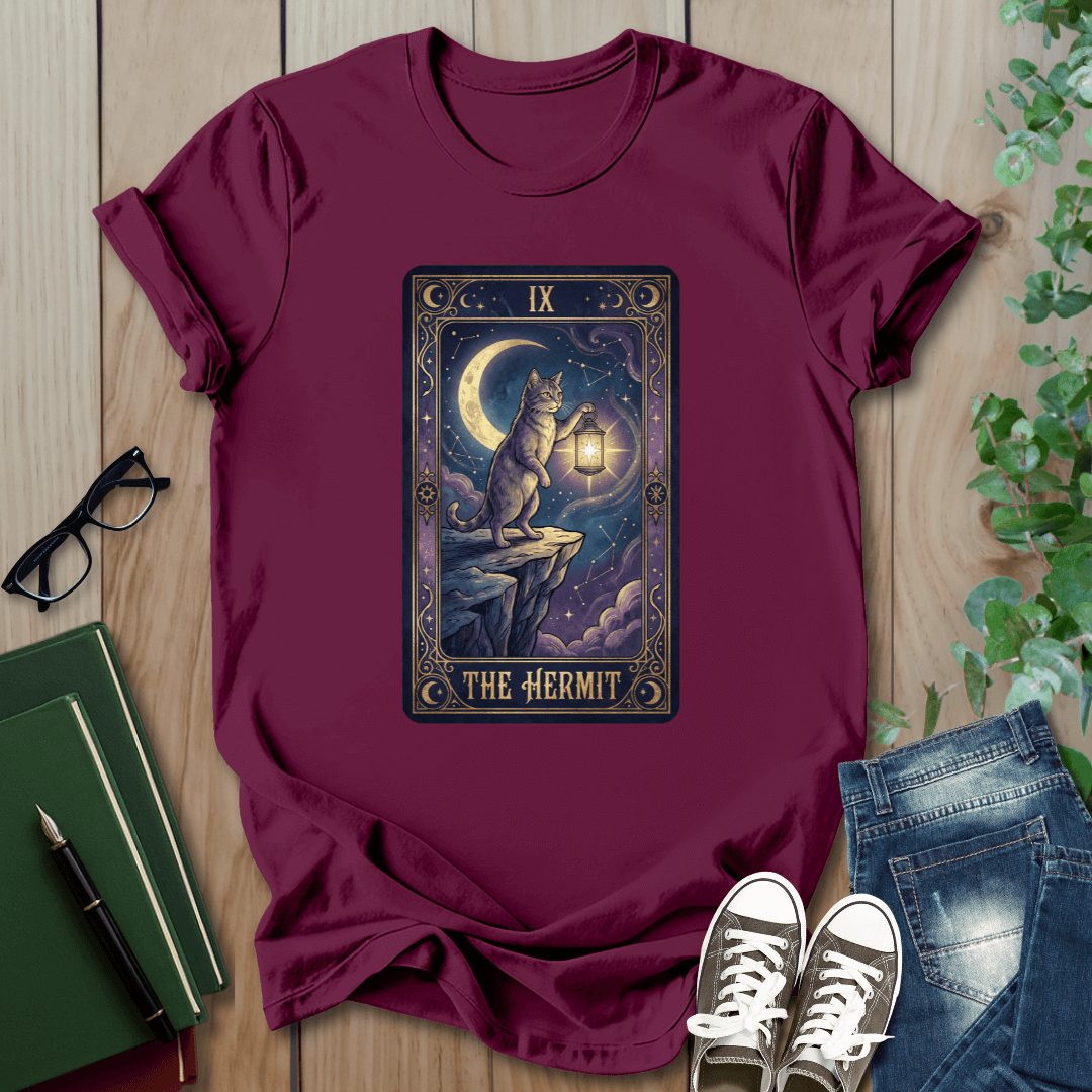Mystic Tarot Card, Cat & Books - T-Shirt