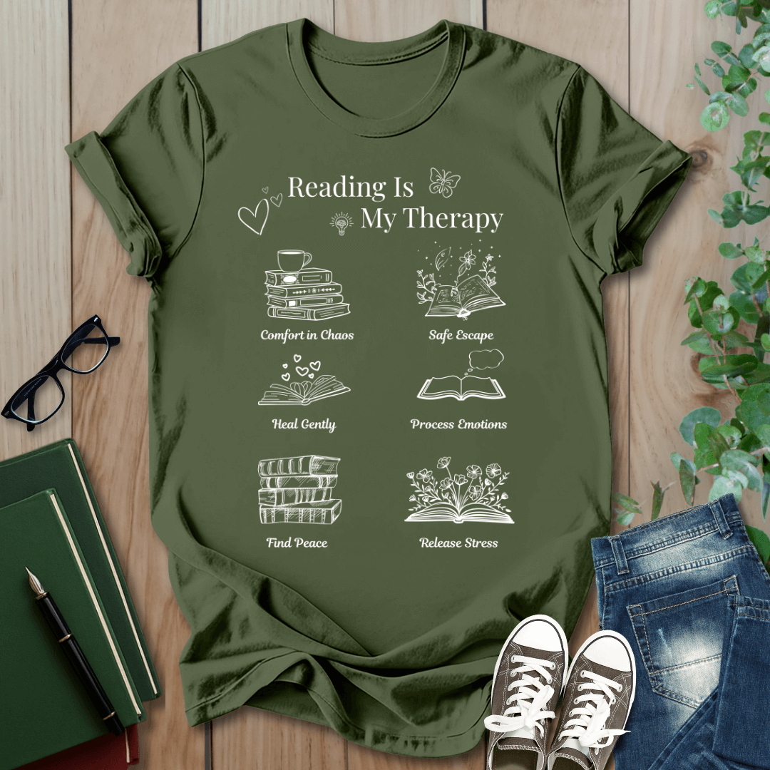 Reading is my therapy - T-Shirt