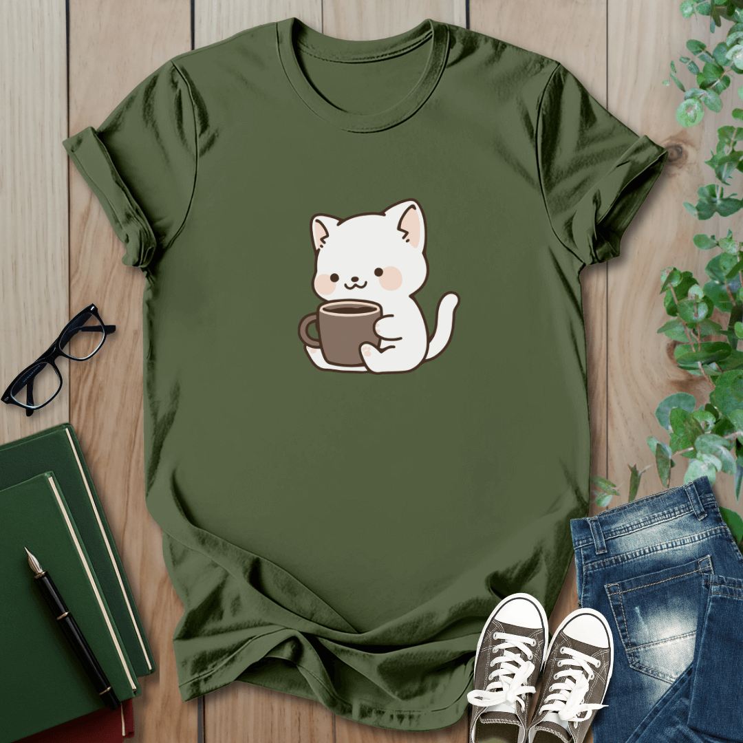 Cat & Coffee - Graphic T-Shirt
