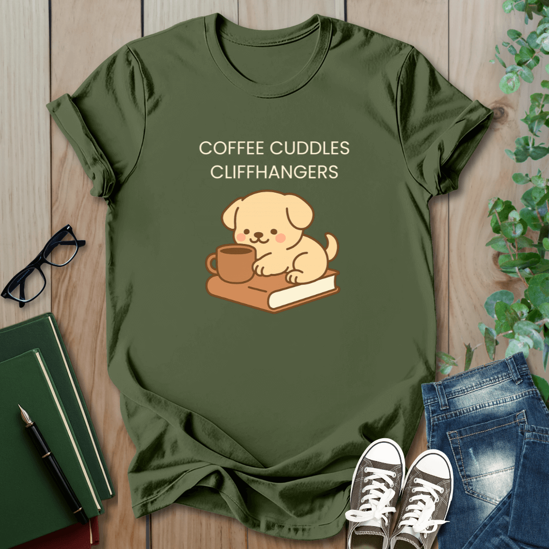 Coffee Cuddles Cliffhangers- T-Shirt