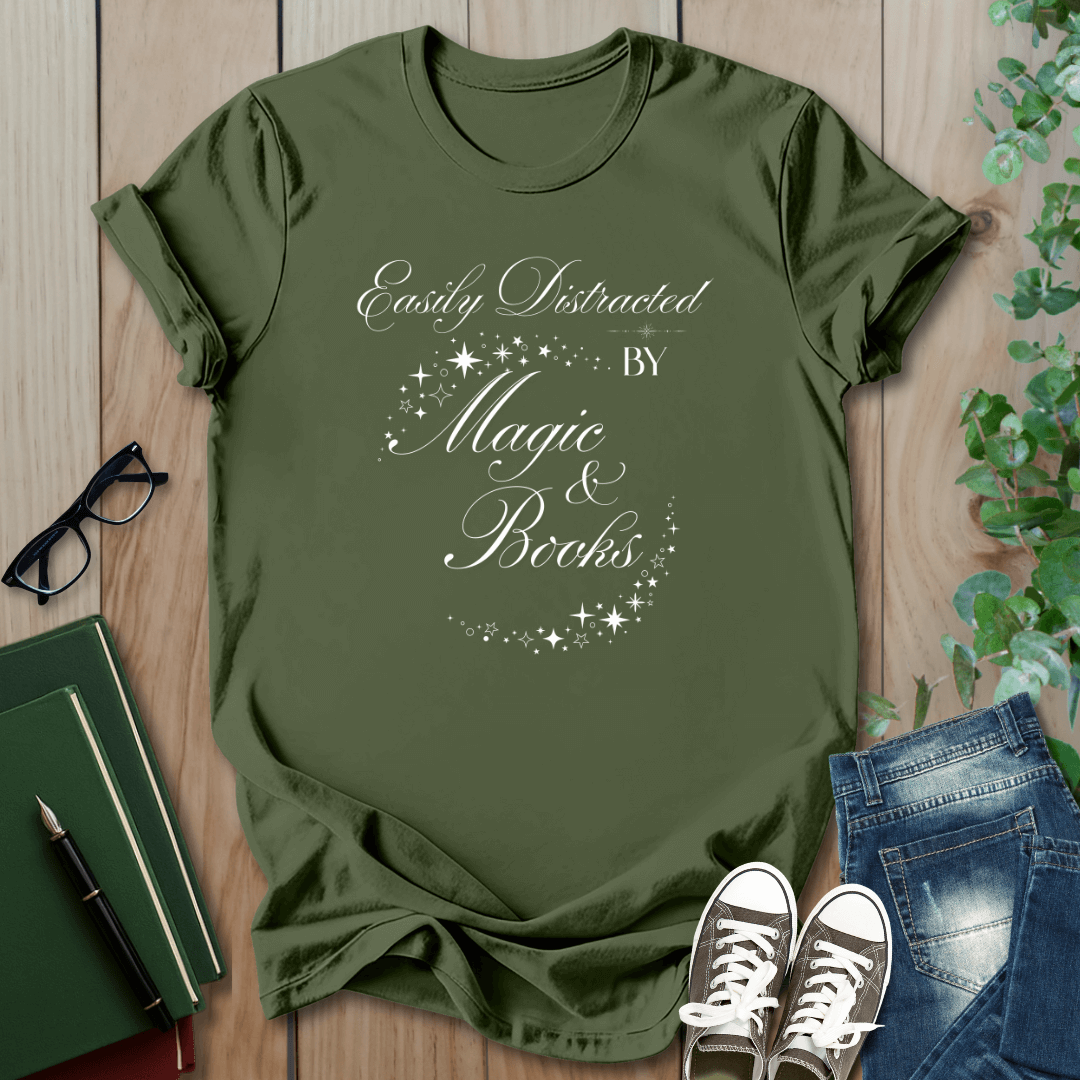Easily Distracted By Magic & Books - T-Shirt