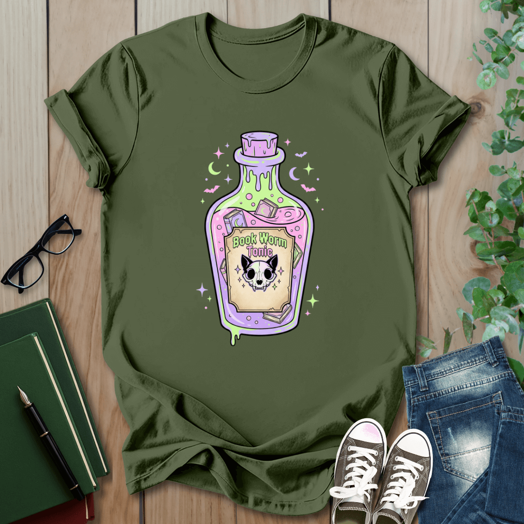 Spooky Book Club, Bookworm Potion - T-Shirt
