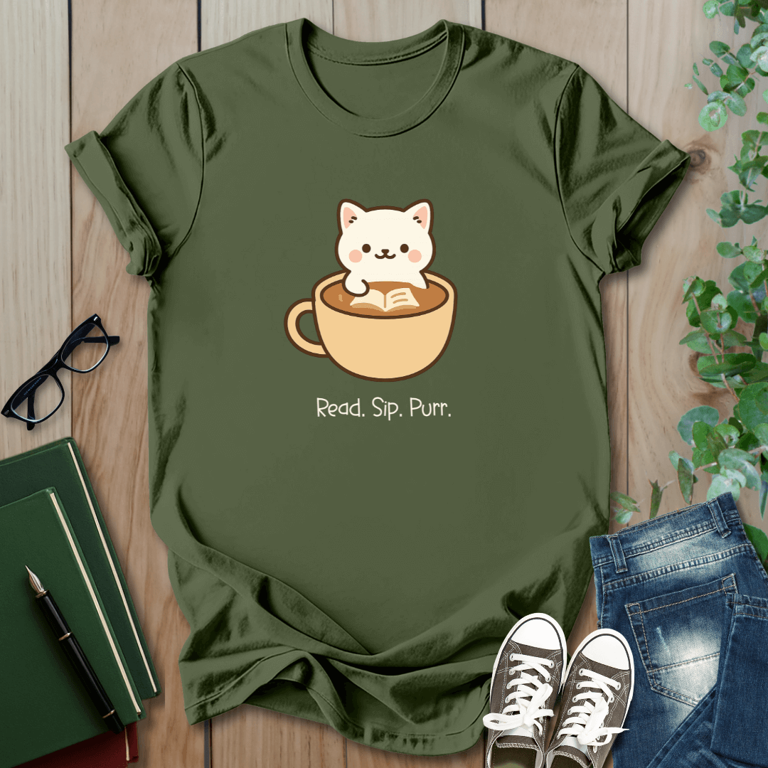 Read. Sip. Purr - T-Shirt