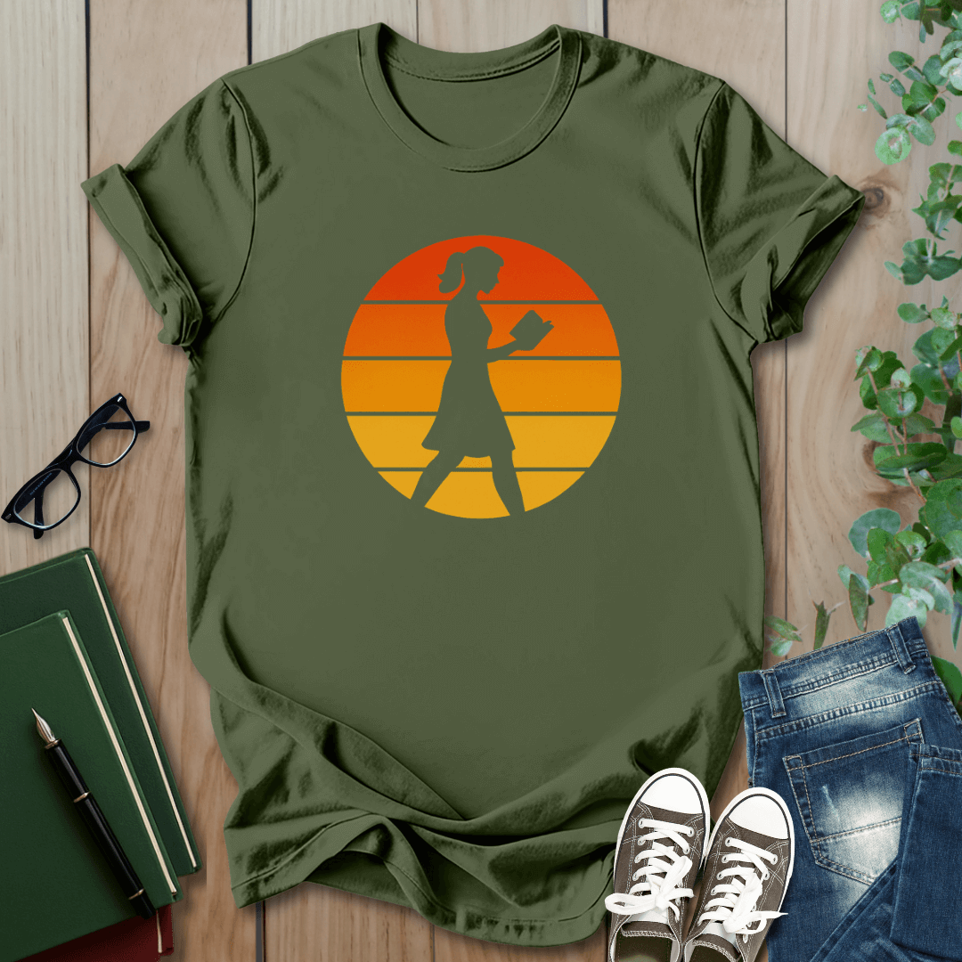 Retro Reading at Sunset - T-Shirt