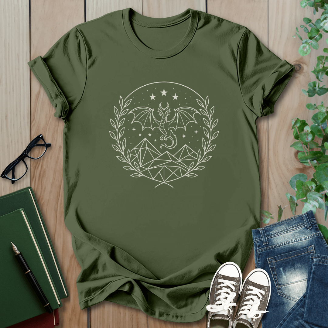 Fourth Wing, Dragon and Stars - T-Shirt