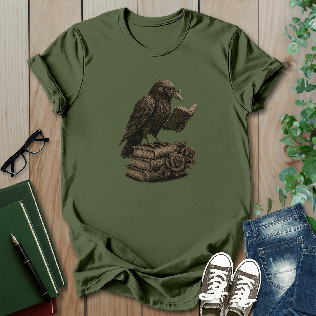 Dark Academia Crow Reading - T-Shirt