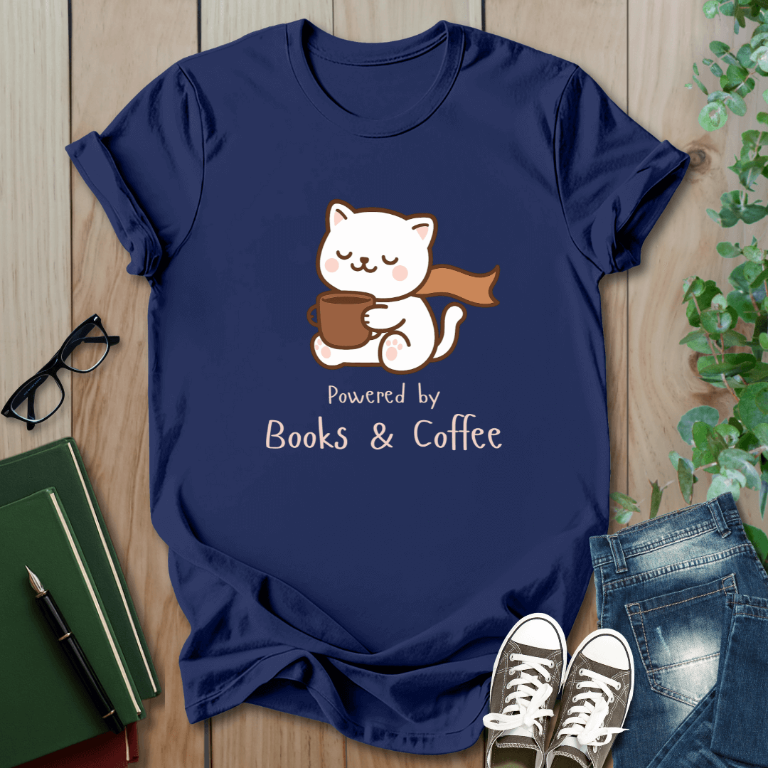 Powered by Books & Coffee - T-Shirt