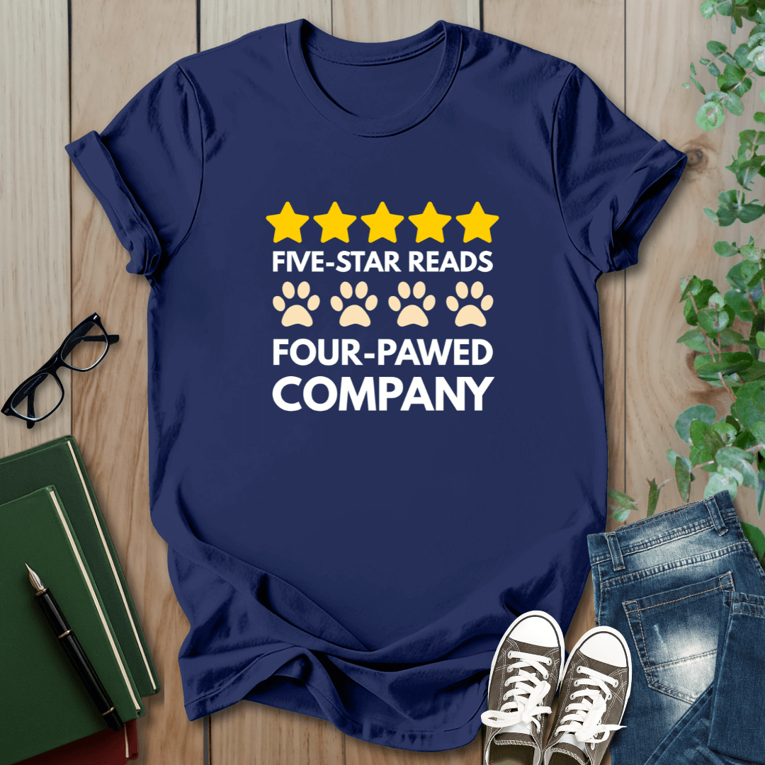 Five Star Reads, Four-Pawed Company - T-Shirt