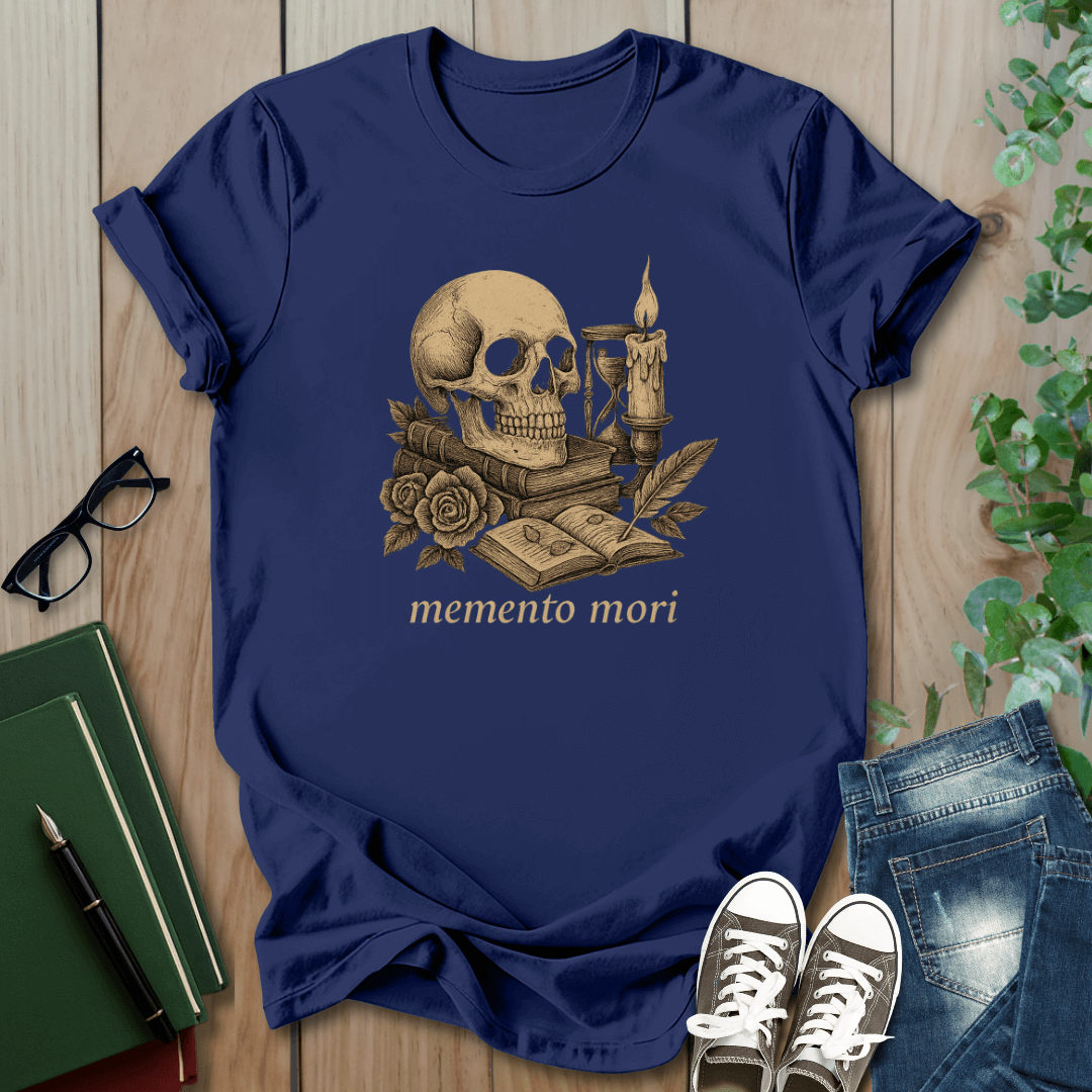 Dark Academia, Momento Mori Skull and Book - T-Shirt