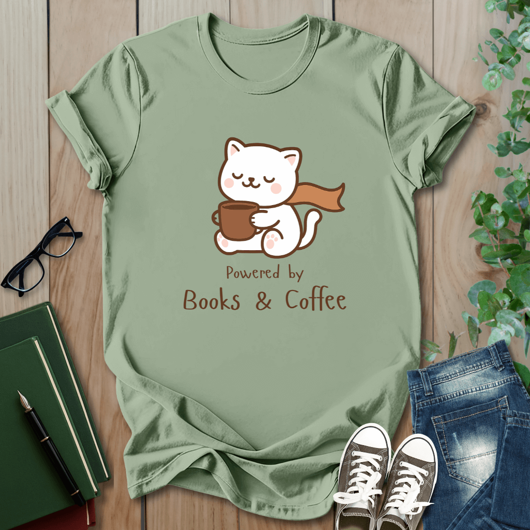Powered by Books & Coffee - T-Shirt