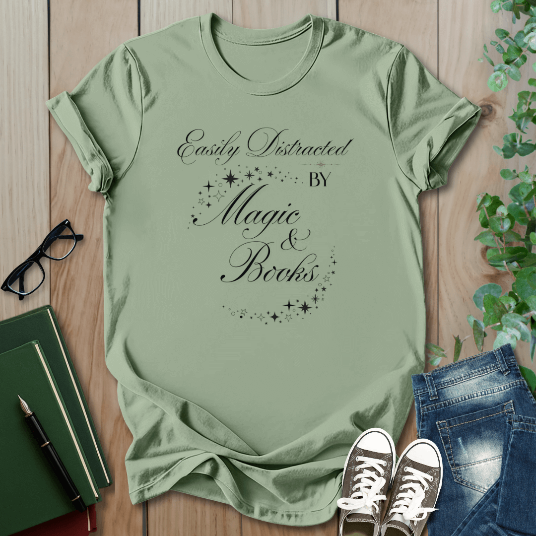 Easily Distracted By Magic & Books - T-Shirt