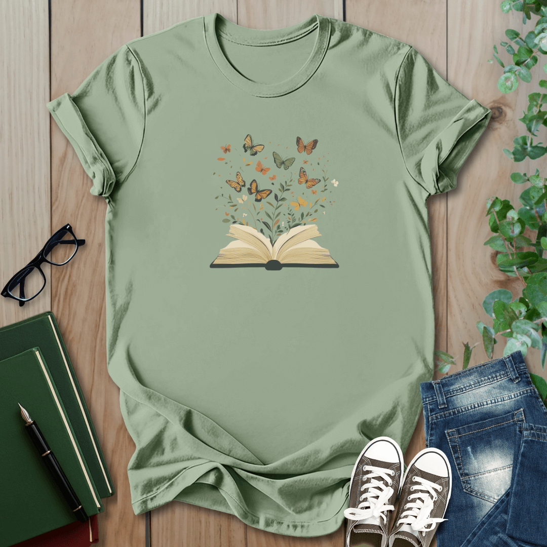 Butterfly Floral Book - T-Shirt