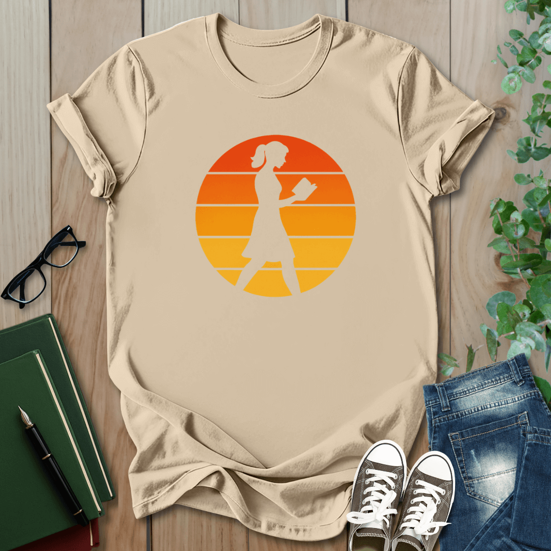 Retro Reading at Sunset - T-Shirt