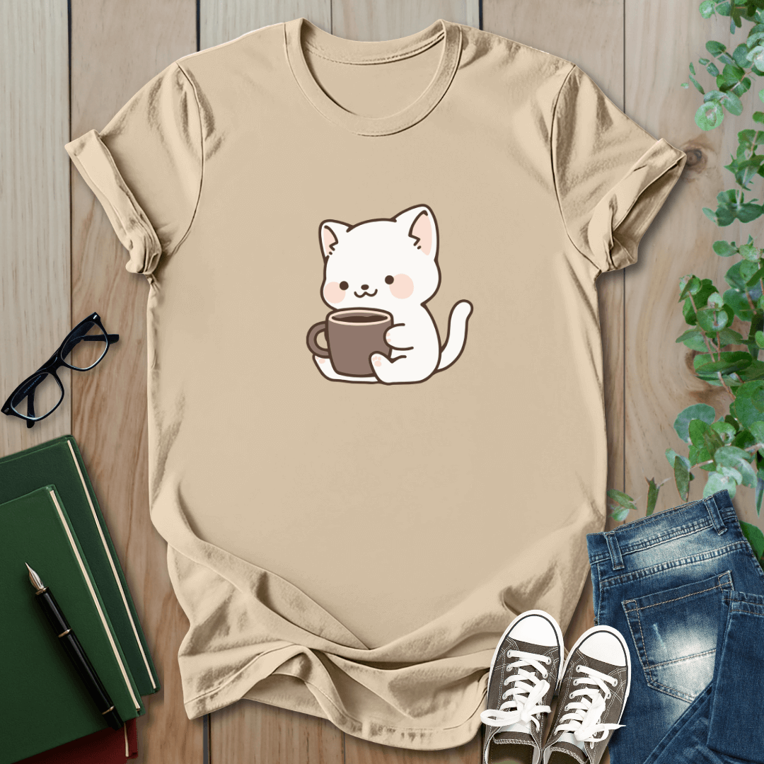 Cat & Coffee - Graphic T-Shirt