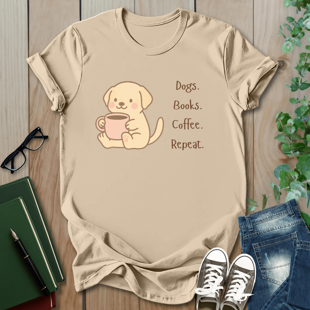 Dogs, Books, Coffee, Repeat - T-Shirt