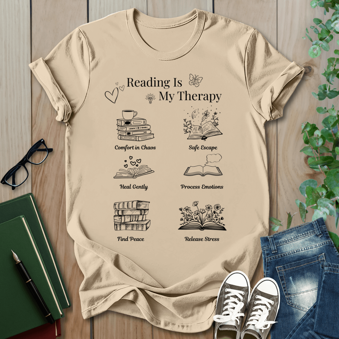 Reading is my therapy - T-Shirt