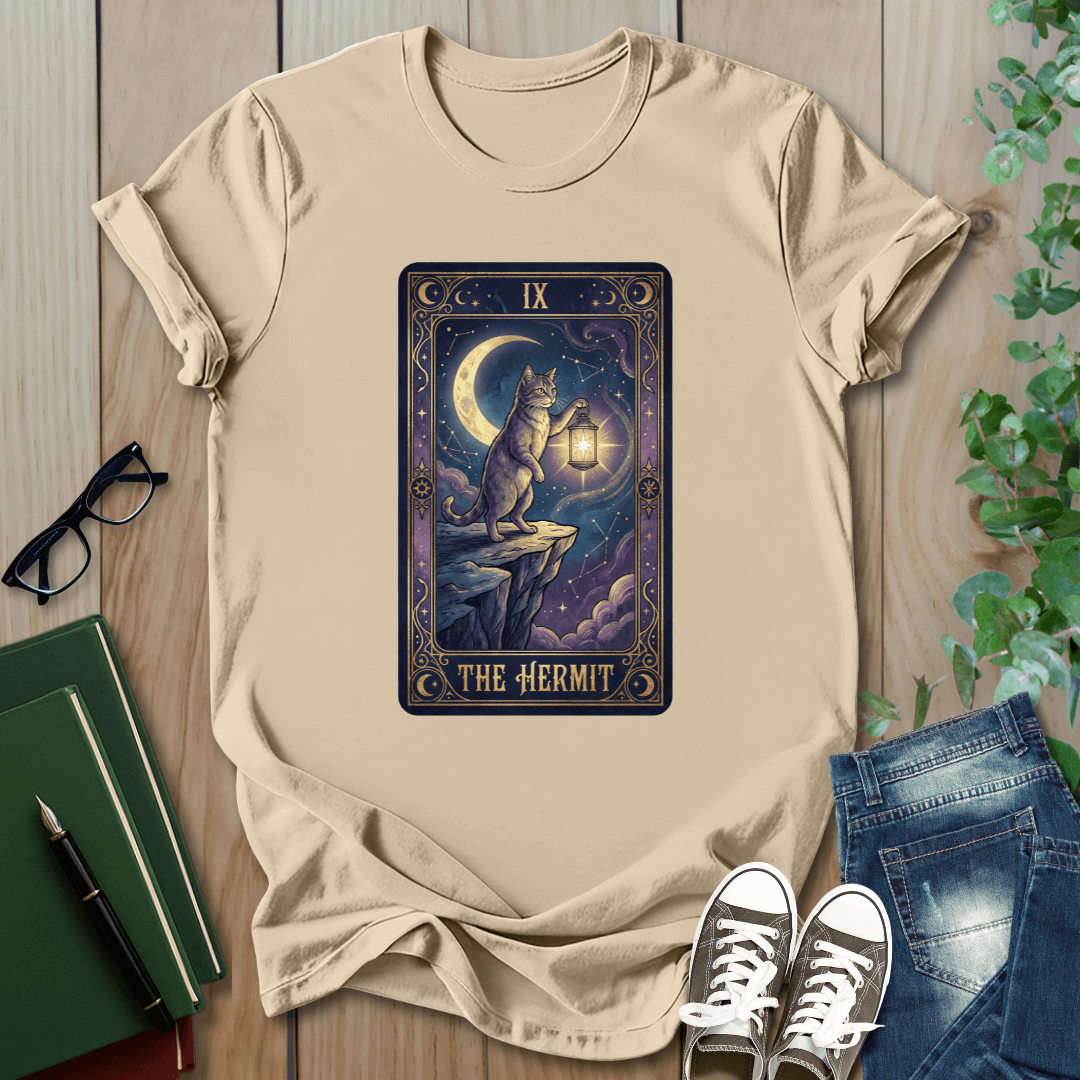 Mystic Tarot Card, Cat & Books - T-Shirt